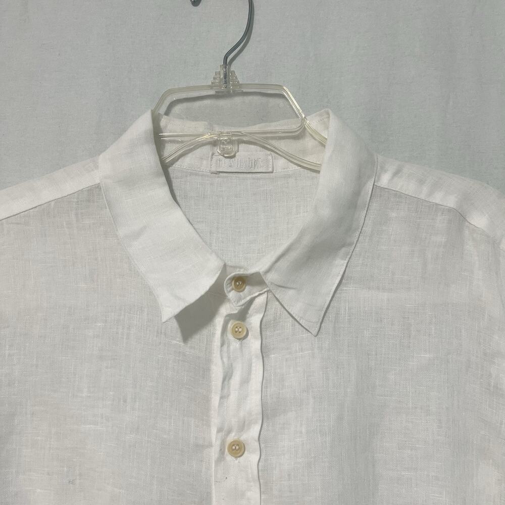 CP Shades Linen Shirt Women L White Button Up Long Sleeve Lightweight Casual - Picture 2 of 11
